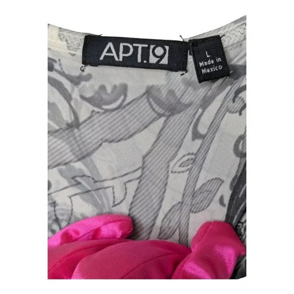 NWT Apt 9 Womens Geometric Dress Scoop Neck Gray White Shark Bite Stretch Knit L - Picture 6 of 14